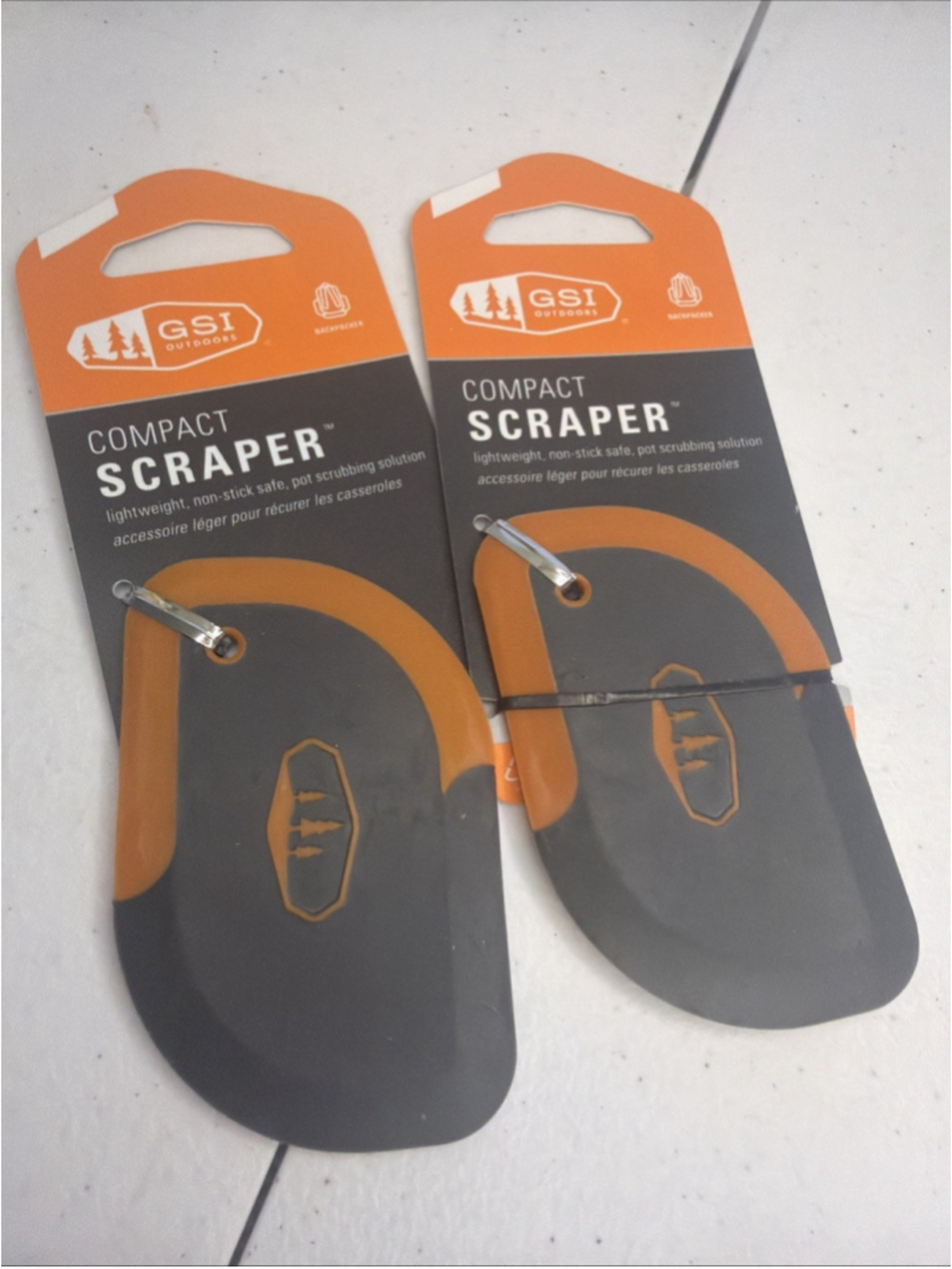 GSI ' COMPACT SCRAPER ' LIGHTWIEGHT/ NON-STICK SAFE ' ORANGE/GREY ' LOT OF 2